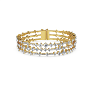 Bracelet tennis de luxe pour femme en or jaune et diamants, design géométrique, taille brillant rond, pour usage quotidien - Product Image 2