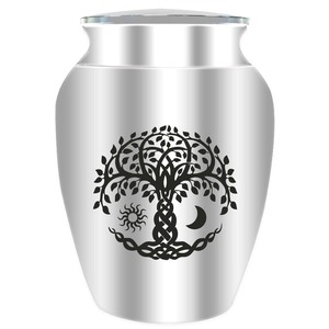Urna Funeraria Plateada Árbol de la Vida para Cenizas de Adultos, Urna Conmemorativa Grande de Aluminio para Cenizas Humanas con Tapa y Bolsa de Terciopelo Gratis - Product Image 1