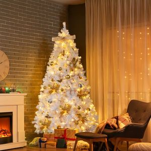 7.5 FT Hinged Xmas Pine Tree DIY 400 Warm White LED Lights Artificial Christmas Tree Tree Skirt Ornament for Holiday Decorations - Product Image 3