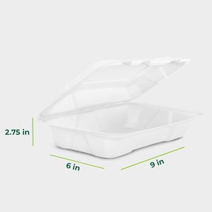 Canejoy Disposable Bagasse <b>Takeaway</b> Food <b>Container</b> 6x9 Inch with Lid Modern Design Biodegradable Recyclable BPA Free - Product Image 1