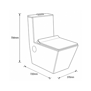 WC monobloc VOLVO à cuvette carrée, double chasse, à poser au sol, design minimaliste, chasse d'eau 3/6L, facile à nettoyer, mobile, sortie S/P - Product Image 2