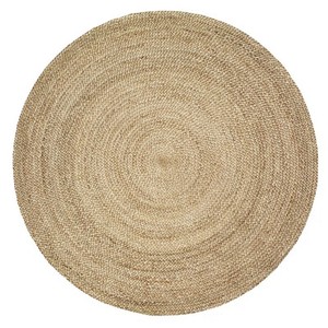 Tapis rond en jute, couleur unie, tissage plat moderne, antidérapant, à poils courts, style scandinave, tapis de salle à manger - Product Image 1