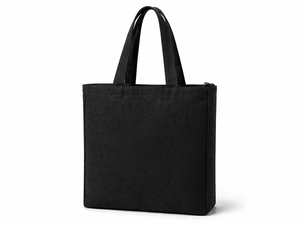 Sac fourre-tout en toile imprimé « Faites des choses bien faites avec un grand cœur », fermeture éclair, noir, sac de courses réutilisable - Product Image 3