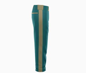 Men Breathable Tapered Pants Teal with Beige Stripe Elastic Waist Solid Color Polyester All Seasons Athletic Wear - Product Image 3