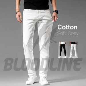 Bloodline Men's Black Slim Fit Straight Leg Cotton Denim Jeans Casual Midweight Autumn Style - Product Image 4