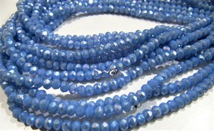 Cuentas facetadas de calcedonia azul mística recubierta de hidrocuarzo, tamaño 3-4 mm, forma rondel, hilo de 14 pulgadas - Product Image 4