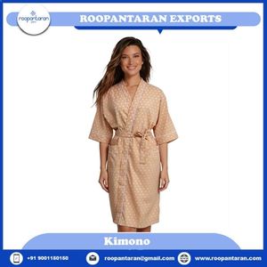 Oferta Especial: Bata de Algodón 100% para Mujer con Estampado de Lunares, Cuello en V, Manga Tres Cuartos, Largo hasta la Rodilla, Suave y Casual con Cierre de Cordón - Product Image 2