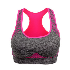 Sujetador deportivo para mujer, color gris heather, morado, con espalda cruzada, de alto soporte, transpirable, para yoga y entrenamiento - Product Image 4