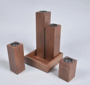 New arrival Wooden Pillar Candle Stand Hand Crafted Wood Candle Holder for Home Decor and <b>Kitchen</b> and Table Decor from India - Product Image 4