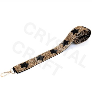 CRYSTAL CRAFT Vintage Eco-Friendly Beaded Hook <b>Strap</b> with White Gold Purple Text Design Handbag Accessory - Product Image 2