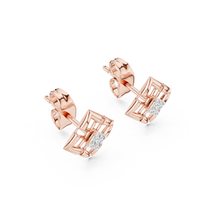 Juego de Aretes Minimalistas con Diamantes Cultivados en Laboratorio en Oro Rosa Sólido de 18 Quilates para Compromiso, Boda, Fiesta, San Valentín, Eventos, Uso Diario - Product Image 2