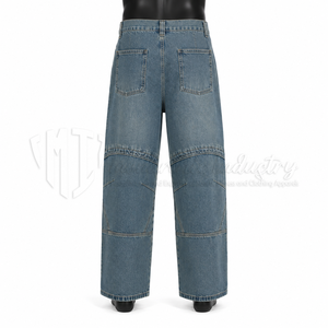 Custom <b>Men's</b> Washed Blue Straight <b>Leg</b> Jeans Wholesale Casual Denim Pants Streetwear Fashion <b>Trousers</b> - Product Image 2