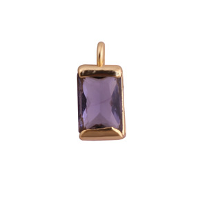 Purple <b>Amethyst</b> Quartz Baguette Gold Plated <b>Pendant</b> Connector Wholesale Jewelry Supply - Product Image 4
