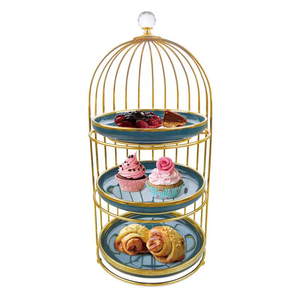 Vintage Style Gold Plated Iron Wire Mesh <b>Cake</b> <b>Stand</b> with <b>Marble</b> Plate Hot Luxury Vintage Style Best Cheap Low Price <b>Cake</b> Server - Product Image 5