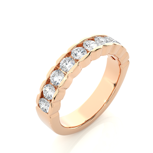 Anillo de media eternidad con diamantes cultivados en laboratorio, corte brillante redondo, en oro rosa macizo de 18 quilates, para mujer, nupcial. - Product Image 1