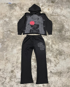 ชุดกีฬาฤดูหนาวสำหรับผู้ชาย ผลิตจากผ้าฝ้ายเนื้อนุ่ม สวมใส่สบาย พิมพ์ลายสกรีนแบบซ้อนทับ สไตล์ฮิปฮอป พร้อมผ้าฟลีซกันหนาว - Product Image 1