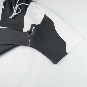Vente flash : sweat-shirt à capuche à manches courtes en coton molletonné imprimé noir et blanc, style streetwear pour homme, coupe classique - Product Image 4