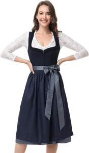 Vestido Dirndl Bávaro para Mujer, Traje Tradicional para el Festival de la Cerveza de Oktoberfest, Delantal de Poliéster, Elegante Estilo Alemán - Product Image 4