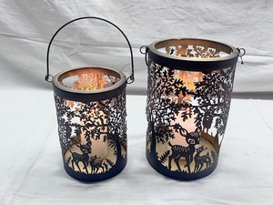 Ensemble de bougeoirs de Noël Sonnet Decor en fer noir, faits à la main, impression numérique 1 couleur, motif découpé, résistant à la chaleur, pour la maison - Product Image 1