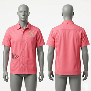 Chaqueta de Barbero para Hombre, 240 GSM, Algodón y Poliéster de Primera Calidad, Color Beige, Uniforme Profesional de Barbero, Logotipo Personalizado con Bordado e Impresión - Product Image 3