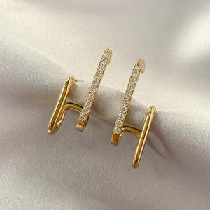 Fashion Drop Earring 10K Gold Lab Grown Diamond Needle High Fashion Stud Earrings Popular Women's Alloy Jewelry Wear <b>Accessories</b> - Product Image 1