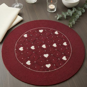 Manteles Individuales Resistentes con Cuentas, Estilo Indio, Hechos a Mano, Redondos, para Mesa de Comedor, Bodas y Fiestas, Bordados - Product Image 1