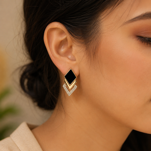 Pendientes de Oro Rosa con Piedras Preciosas Negras, Joyería para Mujer, Forma Redonda, Pendientes de Moissanita - Product Image 6