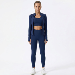 Women Yoga Wear Compression Three Piece Set Sportswear Bra Leggings & Training <b>Jacket</b> Women's Base Layer 3 Pcs - Product Image 1
