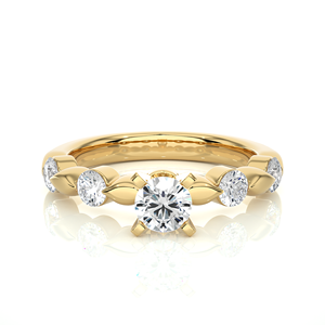 Bague de fiançailles unisexe en or jaune avec diamant taille cœur, sertie à griffes, plaquée rhodium, or massif 18 carats, style original - Product Image 1