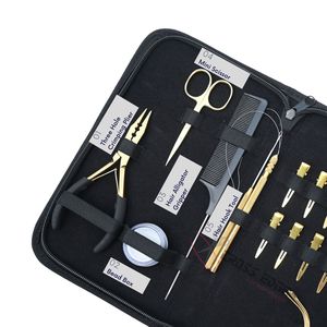 Professional Hair Extension Installation Kit Micro Ring Crimping Plier <b>Hook</b> & Loop Threader Curved Needles Rat Tail Comb <b>Clips</b> - Product Image 3