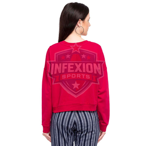 Sudadera Roja de Cuello Redondo para Mujer AERO, Manga Larga, Estampado de Letras, Ropa Casual, 100% Algodón Tejido, Transpirable, Estilo Otoñal - Product Image 4