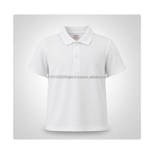 Polo de Manga Corta Blanco de Primera Calidad para Niños, Uniforme Escolar, Camiseta con Cuello de Algodón para Niños, Puppetnx ODM - Product Image 1