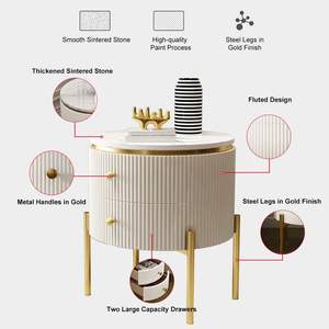 Table d'appoint ronde en métal de luxe, fabriquée à la main, plaquée or, pour salon, salle de séjour - Product Image 5