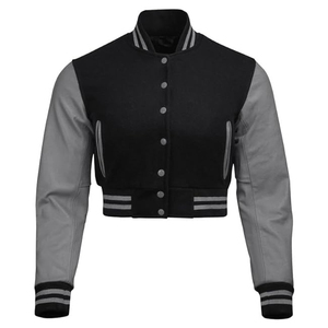 Custom Varsity Jacket Women Cropped Bomber Coat Premium Streetwear Supplier Wholesale USA - Product Image 4