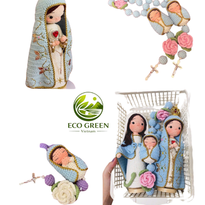 Poupée religieuse Vierge Marie en crochet fait main avec couronne de chapelet, figurine de prière catholique, décoration d'autel à domicile, cadeau, décoration chrétienne - Product Image 1