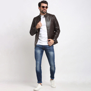 URBANGAZER Men's 100% Polyester Thick Leather <b>Jacket</b> Stand Collar Covered Button <b>Patchwork</b> Design Windproof Breathable Cotton - Product Image 1