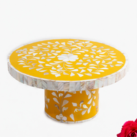 Support à gâteau en résine fait main, motif feuille MOP, vente en gros, personnalisé OEM ODM, DECORYUG