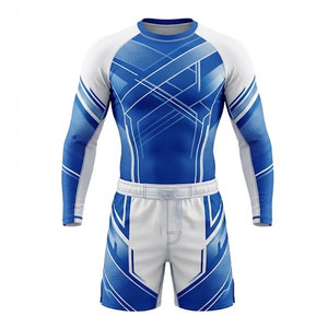 MMA Rash Guard And Shorts Set For Training With Sublimation Design <b>Athletic</b> Wear For Fighting Fitness And Sports Activities - Product Image 1