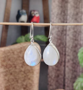 Handmade 925 Sterling Silver Boho Dangle <b>Earring</b> with Natural Moonstone Stylish Beautiful Jewelry for Gift - Product Image 6