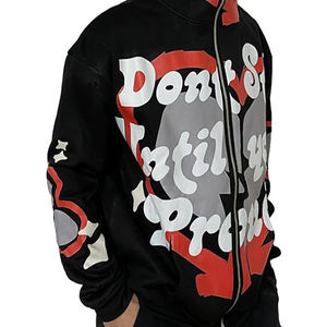 Custom 100% Cotton Streetwear <b>Hoodie</b> <b>for</b> <b>Men</b> Winter Heavyweight Pullover with 3D <b>Black</b> Graphic Print and OEM Strings - Product Image 3
