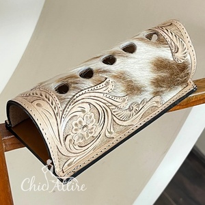 Top Sale Handcrafted Tooled Leather <b>Pen</b> Organizer Real Hair on Cowhide Leather Floral Office Decor <b>Pen</b> <b>Holder</b> <b>Desk</b> Accessory - Product Image 1
