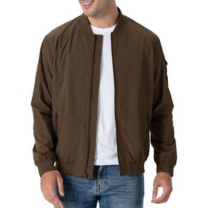 Blouson bomber marron pour homme, fermeture éclair, coupe décontractée, coupe-vent, col montant, coupe régulière, pour l'automne - Product Image 1