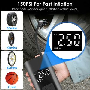 Inflador de Neumáticos Inalámbrico de 6000 mAh y 150 PSI, Compresor de Neumáticos Portátil Recargable para Automóvil - Product Image 3