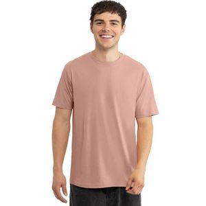 T-shirt Homme Rose Poudré Uni Col Rond Manches Courtes Coton Doux Décontracté Coupe Ample Respirant Été Streetwear Personnalisable Vente en Gros - Product Image 1