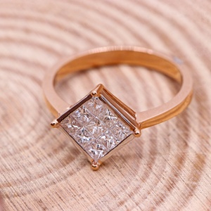 Anillo de oro rosa macizo de 18 quilates con diamantes invisibles y diseño de cometa, Memoria Jewels, venta al por mayor - Product Image 5