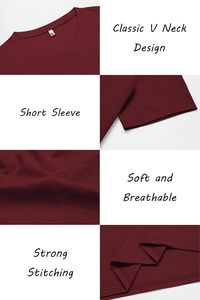 Camiseta de Cuello en V para Hombre, Venta al por Mayor, Casual, Manga Corta, Corte Ajustado, Ecológica, de Secado Rápido, Tejido de Algodón Suave y Transpirable, para Verano - Product Image 6