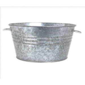 Juego de 2 cubetas ovaladas galvanizadas para vino, cubetas de metal galvanizado para bebidas, cubetas grandes para hielo para fiestas, cubetas para vino para interiores y exteriores - Product Image 2