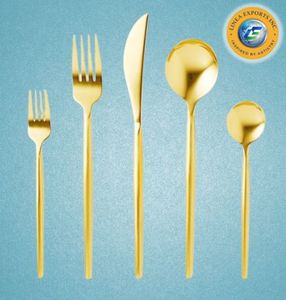 Juego de Cubiertos de Acero Inoxidable de Diseño Europeo de Alta Gama con Patrón Dorado Ámbar, 5 Piezas, Apto para Lavavajillas, para Comidas Elegantes - Product Image 3
