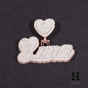 Colgante Personalizado con Nombre en Cursiva, Oro Rosa de 14K, Diamante de Laboratorio VVS, Placa con Nombre, Trébol de Cuatro Hojas, Joyería Hip Hop - Product Image 2