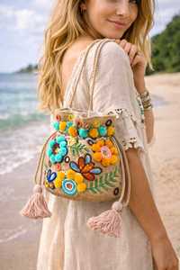 Bolso de mano artesanal con textura de pavo real y cadena de cuentas para mujer, bolsos de noche, bolso bordado de Glowin Fashion - Product Image 3